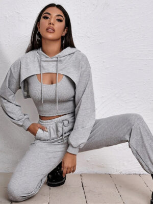 Women's Bandage Two-Piece Set - Hooded Sling Top & Shorts