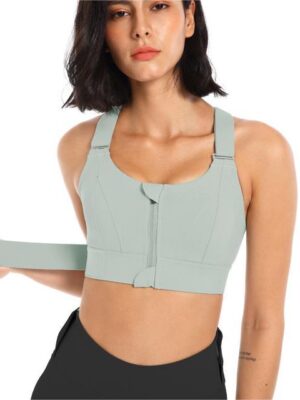 Zipper Sports Underwear Women High Strength Shockproof Running Yoga Beautiful Vest Seamless Push up Workout Bra