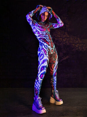 Women Printed Halloween Skull Costume Horror Zombie Jumpsuit Uniform