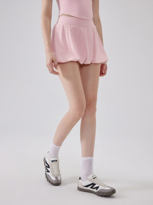 Nude Feel Girl Tennis Skirt High Waist Anti Exposure Bottom Breathable Pocket Puffy Running Sports Skirt