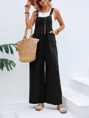 Popular Solid Color Casual Suspender Trousers