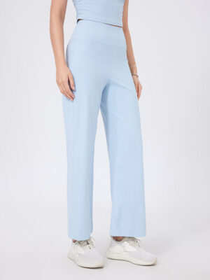 High Waist Belly Contracting Sports Loose Straight Leg Trousers Women Quick Drying Running Thin Fitness Pant Belt Pocket Nude Feel Yoga Pants