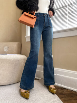Leg Trimming Fashionable Modern Pocket Slightly Flared Jeans